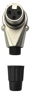 XLR Connector Female Right Angle Style - Strong Cable Grip, Metal Body